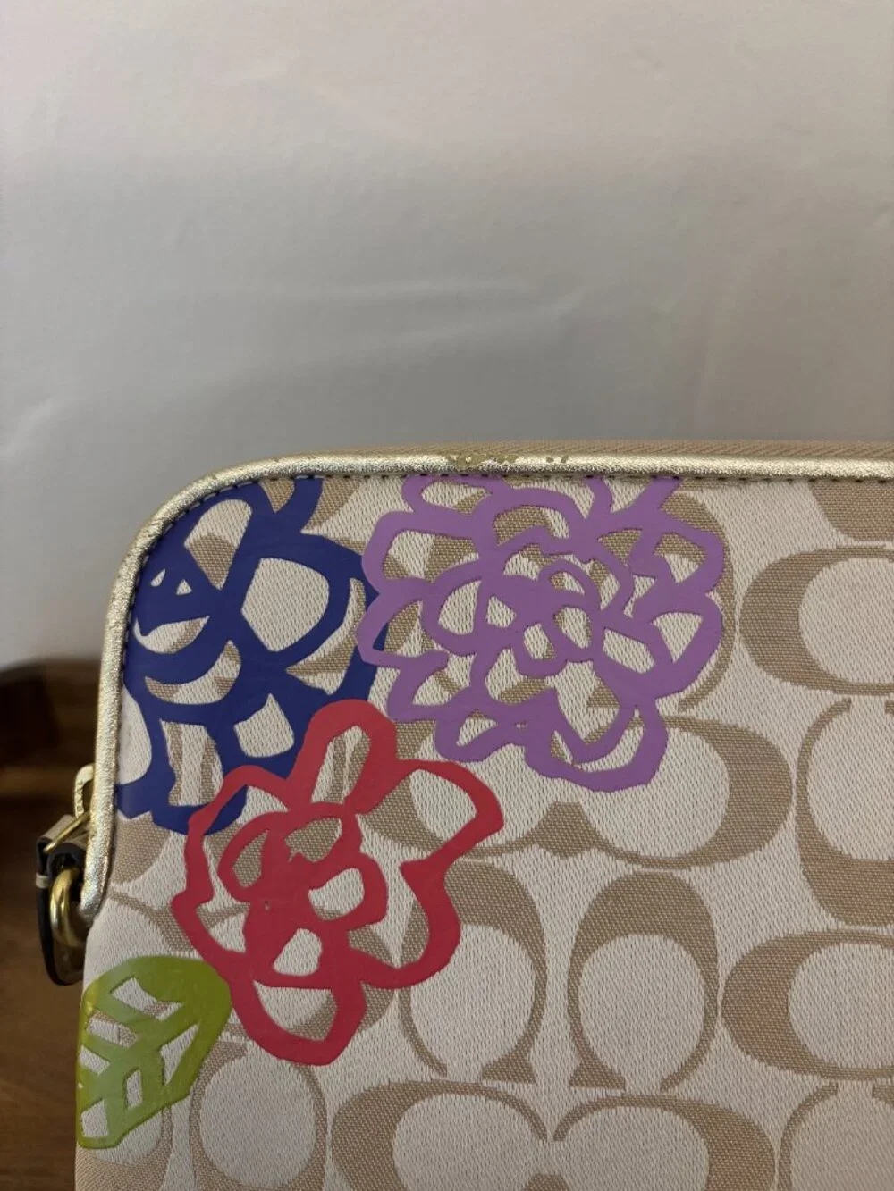 Coach Daisy Khaki Signature Floral Applique Tablet Sleeve
